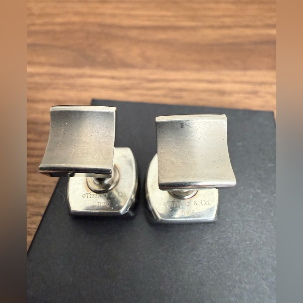 Tiffany & Co Titanium and Silver 1837 Square Cuff Links - Picture 3 of 5